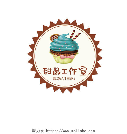 甜品工作室简约大气圆形标签LOGO甜品logo